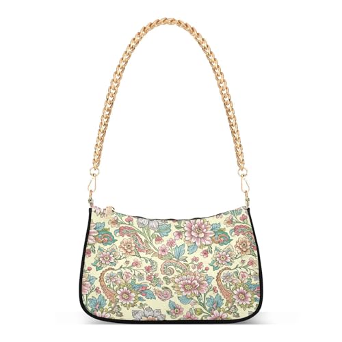 Sac à main de voyage vintage imprimé floral beige pour femme