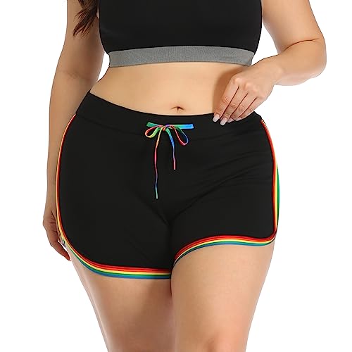 Hde Womens Rainbow Striped Retro Fashion Dolphin Running Workout Shorts 3X #TOP1