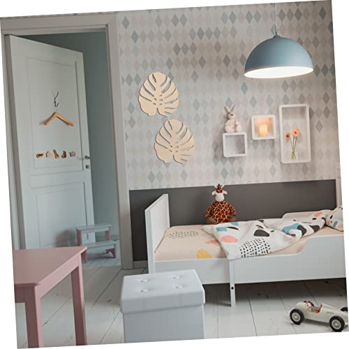 Housoutil 2 pcs Wooden Monstera unpainted Leaf Shaped Wooden Cutouts Unfinished Blank Leaf Shaped Cutouts Palm Leaves Decor Wood Decor Miniature Wood Cutout DIY Project Decoration Plant - Image 4