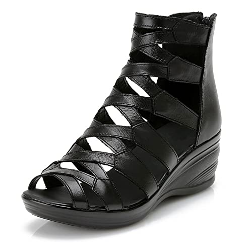 Sandales en cuir femmes contre les pieds douloureux semelle douce