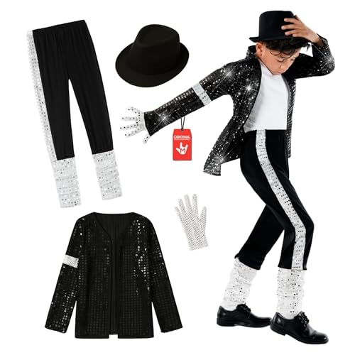 Morph Déguisement Chanteur Enfant, Costume Pop Star Disco Années 80, Tenue Carnaval Halloween, M