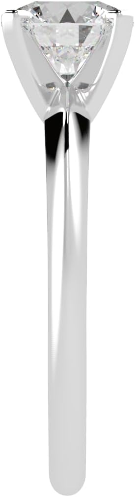 4 to 10 Carat 14K White Gold LAB GROWN Solitaire IGI CERTIFIED Diamond Engagement Ring (E-F Color VS2-SI1 Clarity) - Image 2