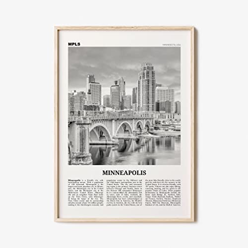 Minneapolis Print Black and White Bridge, Minneapolis Wall Art, Minneapolis Poster, Twin Cities Hennepin Minnesota USA United States