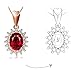 Daesar Colgante Oro Rosa 18k Mujer Rubí 1.15 ct Diamante Flor Collar...