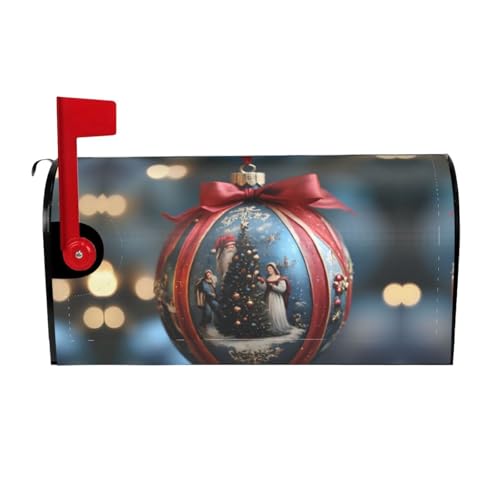 Christmas Ball Print Mailbox Cover Durable Oxford Cloth for American Standard & Large Size Mailboxes
