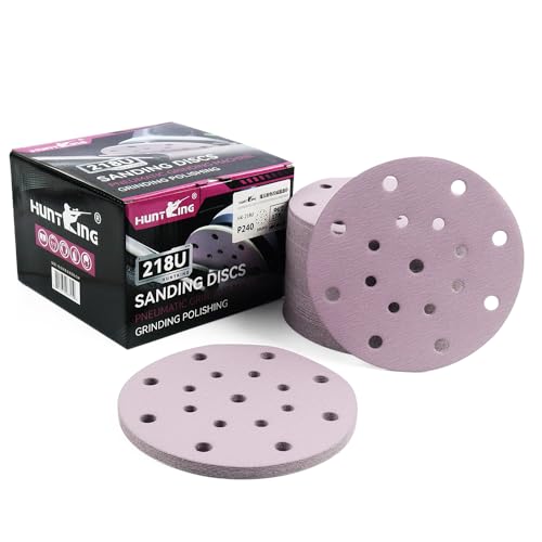 HUNTKING Discos de lijado de 6 pulgadas con gancho y bucle, almohadillas de lijado de 17 agujeros 80 180 240 320 400 600 almohadillas de grano para lijadora orbital automotriz y carpintería, 100
