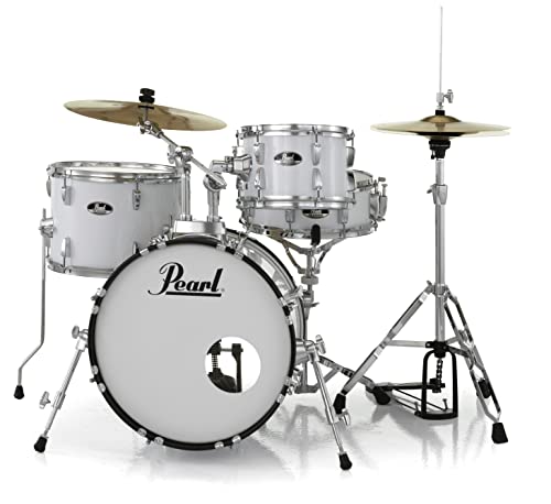 Image of Pearl Roadshow Drum Set 4-Piece Complete Kit with Cymbals and Stands Pure White (RS584C /C33)