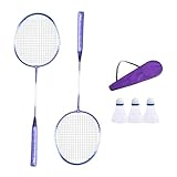 Arecobticy 1 par de raquetas de bádminton ligeras con volantes, raquetas para interior y exterior, accesorios deportivos para niños, adultos, principiantes y profesionales, raquetas de bádminton para
