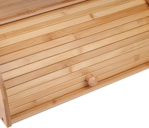 Lawei Bamboo Bread Box, Large Natural Roll Top Wood Bread Box, Countertop Bread Storage Bin, Bread Boxes Holder for Kitchen Food Storage by Lawei - Image 4