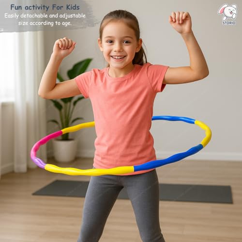 Image of Storio Adjustable Hula Hoop for Kids & Adults | 8-Piece Interlocking Fitness Ring for Exercise & Fun | Hula Hoop Toy for Boys, Girls & Women Workout Use | Multicolor Weighted Hoop