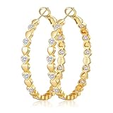 MOROTOLE Gold Hoops Earrings for Women Sparkling 14k Gold Plated Rhinestone Hoop Earring for Womens Cubic Zirconia Jewelry Gift Large Hoop Earrings for Women