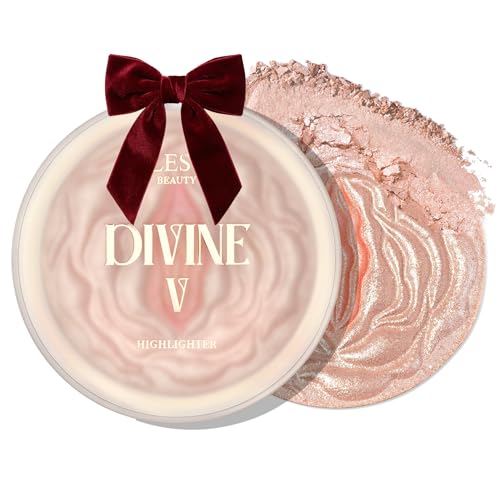 SELESTIA BEAUTY Powder Highlighter Makeup – Divine V – Radiant Glow for All Skin Tones, Easy-to-Apply, 0.53 oz