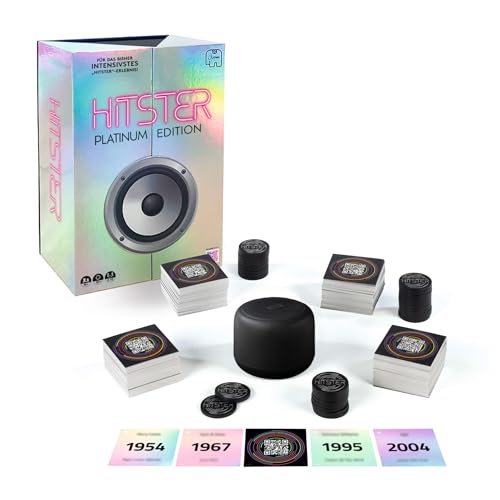 Hitster Platin-Edition Musik-Partyspiel mit 500 Songs aus Pop Rock Hip-Hop Dance & mehr inkl. Lautsprecher