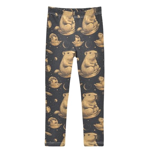 Boccsty Capybara Space Planet Girls Leggings Kids Yoga Pants Dance Active Tights 4T