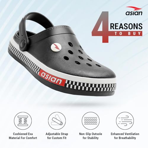 Image of ASIAN Men's AGC-02 Trendy Stylish Fashionable Clogs | Sandals with Lightweight Regular wear Casual Clogs with Ultra Soft & Flexibility Technology Clogs for Men's & Boy's