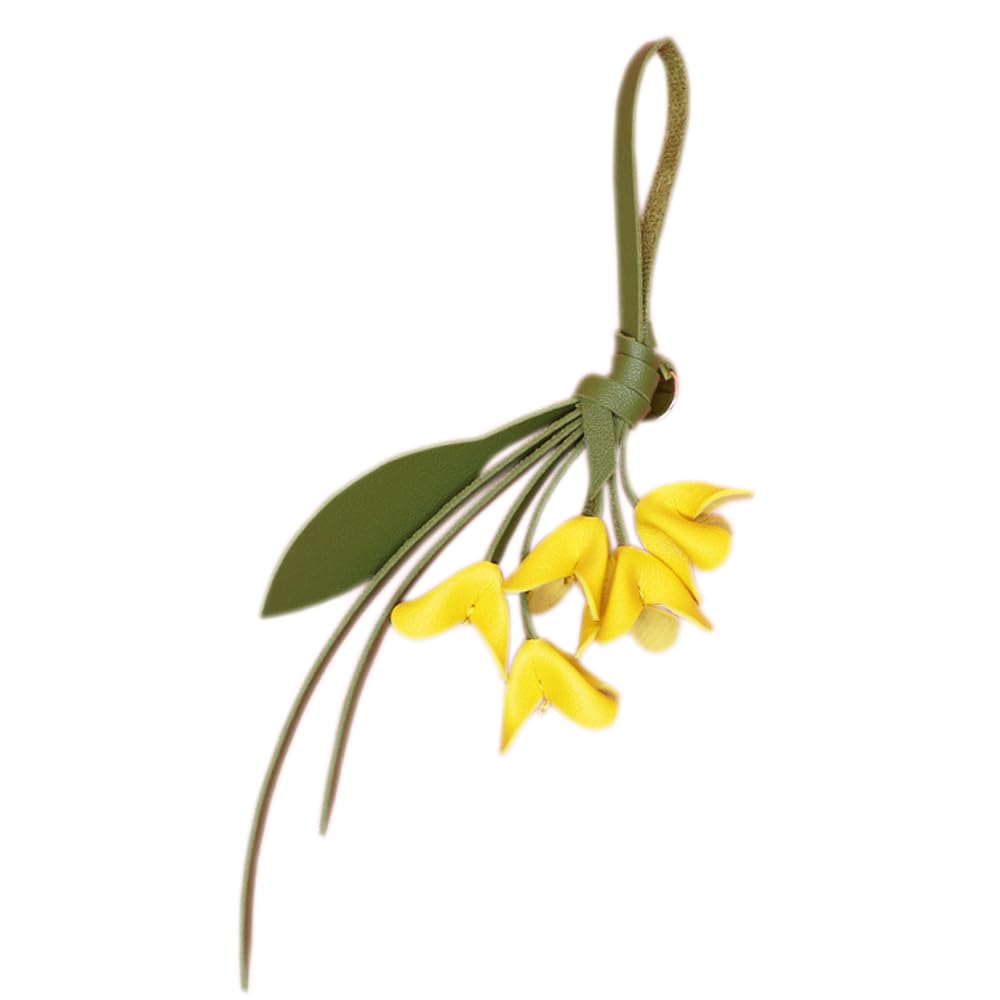 FYSIVOKE Flowers Leather Keychain Pendant, Elegant Floral Key Chain Ornament for Women Girls Wallet Purse Backpack Gift