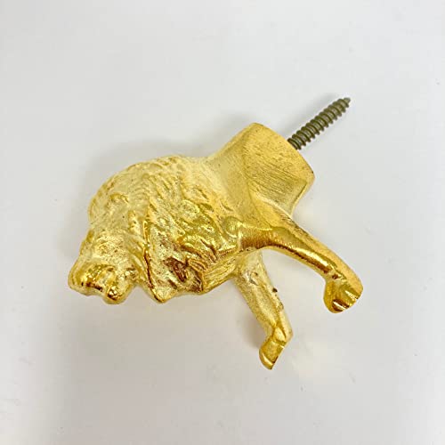 Gold Safari Animal Iron Metal Drawer Knobs (Hook, Lion)