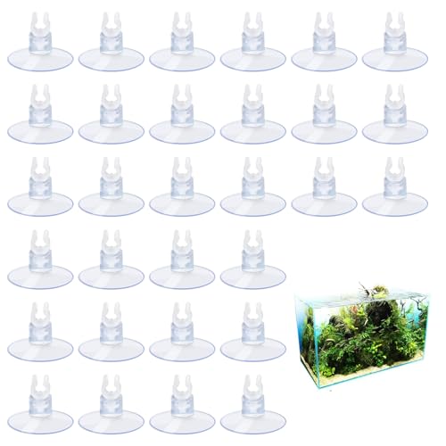 ZMaglorian 30 Ventosas para Cristal de Acuarios, Transparentes – Soportes para Tubos de 5 mm, Fijación Fuerte para Mangueras de Aire y CO2 en Peceras