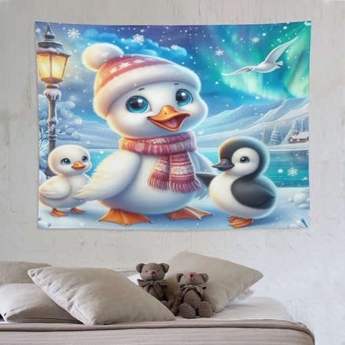 Tapisserie murale canard mignon PAZZK 150x200cm en tissu suspendu pour decoration de chambre