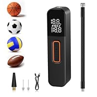 kissleaf Intelligente Elektrische Ballpumpe, Tragbar, Schnelles Aufblasen des Balls mit Präzisem Manometer und Digitalem LCD-Display für Fußball, Basketball, Volleyball und Rugby(2 Nadeln und 1 Düse)