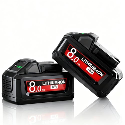 2X 8.0Ah/8000mAh M18 Battery for Milwaukee battery, Replacement for M18 Batteries, Compatible with 18V for Milwaukee 48-11-1810/1820/1850/1828/1860 Cordless Power Tools with LED Indicator