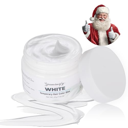 Paminify White Temporary Hair Color Dye for Adults,Instant DIY Hair Dye for Christmas White Beard,Washable Halloween Temporary Hair Coloring Cream Dye for...