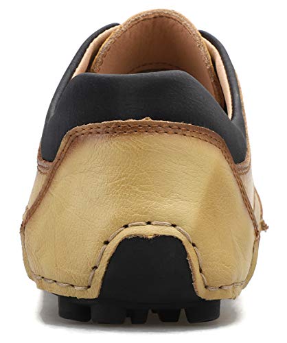 Honeystore Men's Loafers Leather Driving Moccasins Lace-up Shoes Plus Size4