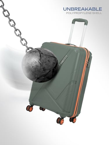 Image of Safari Benson Cabin 8 Wheels 55cm Carry on Trolley Bag Hard Case Polypropylene 360 Degree Wheeling System Luggage, TSA Approved Lock, Trolley Bags for Travel, Suitcase for Travel, Sage Green