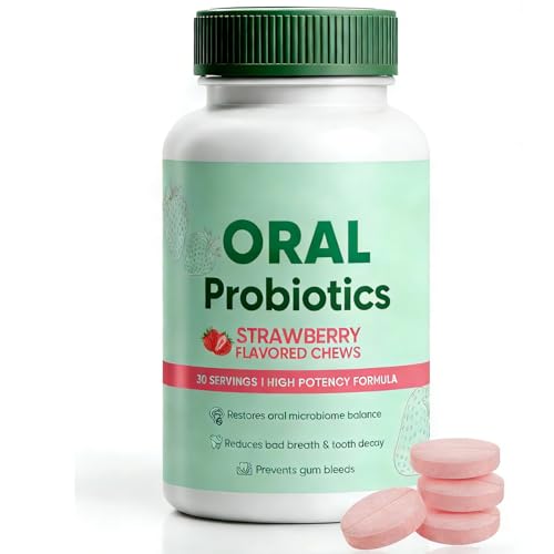 MORANDEE Oral Probiotics Supplement for Fresh Breath Teeth and Gums Health Strawberry Flavor 60 Count (1)