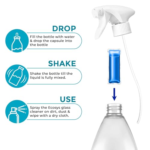 Ecosys 1L Glass & Surface Cleaner Capsule with Refillable Spray Bottle | Eco-Friendly for Car, Kitchen & Home Glass Surfaces | Non-Toxic Refill... - Image 2