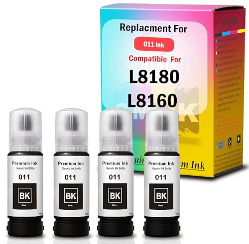 Image of CANOFF 011 /012 Black Color Refill Ink Bottle | Premium Photo Ink for Sharp & Vibrant Prints | Compatible with Epson L8180, L8160 & 012-Series Photo Models (011 Black 4pc.)
