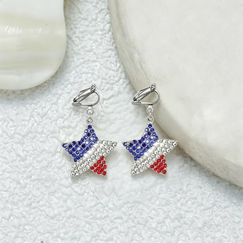Aretes Clip-on con Bandera Americana para Mujer miniatura 3