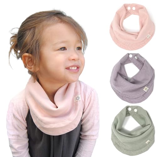 Image of Kishu Baby Indi - Fairtrade Organic Baby Bibs for Girls or Boys - Rounded, 4-Way Reversible, 8 Layer Muslin Drool Bibs