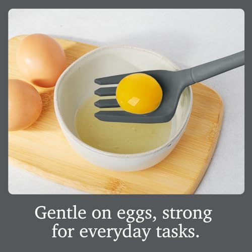 Image of Tovolo Flex Core Silicone Fork Charcoal Gray Large Cooking Fork for Spaghetti Twirling Mixing Shredding, Heat Resistant Silicone Fork Kitchen Utensil, BPA Free Spaghetti Twirling and Cooking Fork