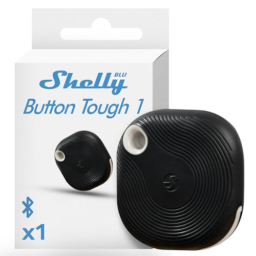 Shelly Blu Button Tough Schwarz - Smart Scene Bluetooth-Taster, Hausautomatisierung, IP54-Zertifiziert, Große Reichweite (10–30 m), Multi-Klick-Aktivierung, Gateway Erforderlich, BTHome-Protokoll