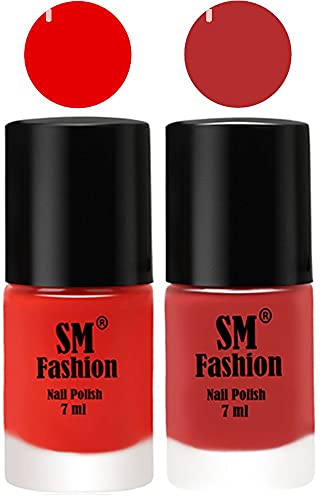 Image of Long Lasting Nail Polish | Nail Paint Combo 7 ml Each) - Set of 2 Fire Orange-Coral Pink