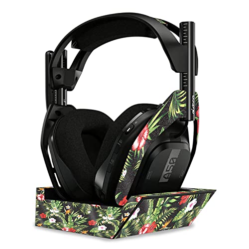 Image of MightySkins Glossy Glitter Skin Compatible with Astro A50 Wireless Headphones + Base Station (Gen 4) - Dark Hibiscus | Protective, Durable High-Gloss Glitter Finish | Easy to Apply | Made in The USA