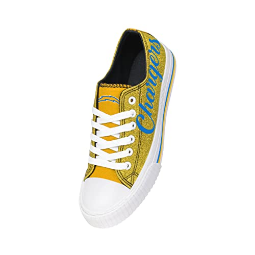 Image of FOCO Womens NFL Team Logo Ladies Fashion Color Glitter Low Top Canvas Sneakers Shoes