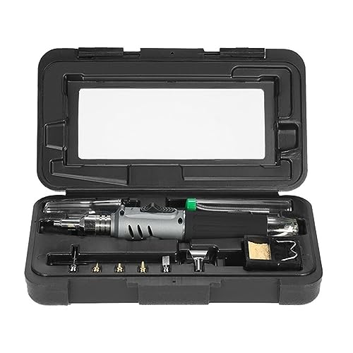Diheohg Soldador de gas 10 en 1, portátil, kit de mantenimiento electrónico de temperatura constante, accesorios de soldadura, juego de mesa de soldadura