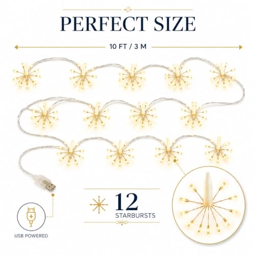Image of Desidiya 12 Starburst Sparkle LED String Lights for Decoration Warm White