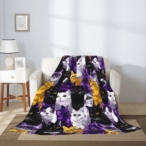 Couverture lit imprimé chat pour vos soirées cocooning