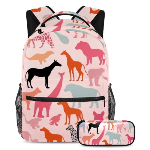 Sac à dos de jour enfant avec trousse pour l'école primaire rose