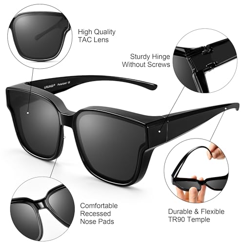 Image of URUMQI Polarized Sunglasses Fit Over Glasses Women Men UV400 Trendy Shades