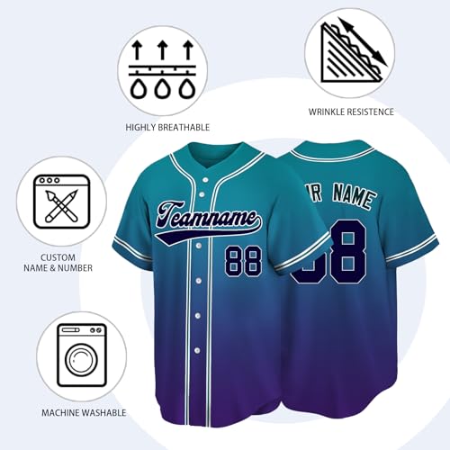 Camiseta personalizada de béisbol con nombre, número y logotipo para deporte miniatura 3