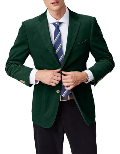 Men Corduroy Suit Jacket Slim Fit 2 Button Dark Green Mens Casual Blazer Vintage Winter Sport Coat for Men Work Jackets XL