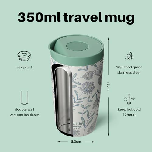 BOTTLE BOTTLE Thermobecher 350ml für Kaffee oder Tee, auslaufsicher und Easy Quick-Press-Verschluss… – Ansicht 4