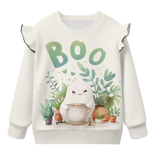 Halloween Long Sleeve Sweatshirt for Toddler Girls Cute Funny Clothes Crew Neck Ruffle Shirt for 1-8 Years4