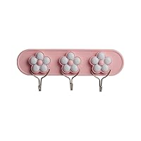HK Online 1 x Childrens Bedroom Wall Hooks -3 Flower Coat Hooks, Bag Hooks, Multi Door Hooks, Scarf Hook, Hanging Hooks - Pink (3 Hook Flower)