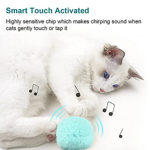Potaroma 3 Pack Fluffy Plush Cat Ball Toys with Extra SilverVine and Catnip, Interactive Chirping Balls Cat Kicker Toys… - Image 4