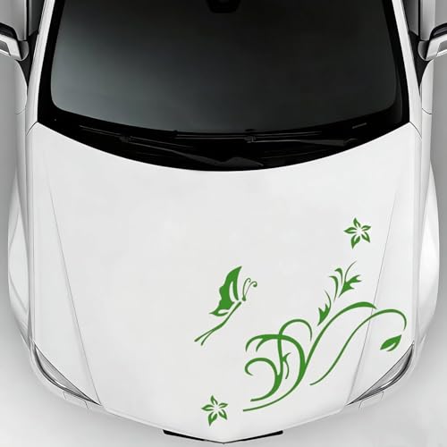 Image of Car Body Decals Carved Hollow Flower Butterfly Decorative Stickers Anti-Scratch for Cars, Vans, SUVs, Trucks,Set of 3 pcs (Green)